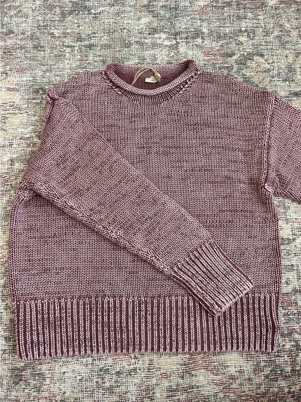 Faherty Crewneck Sweater in Dusty Mauve - Picture 2 of 4